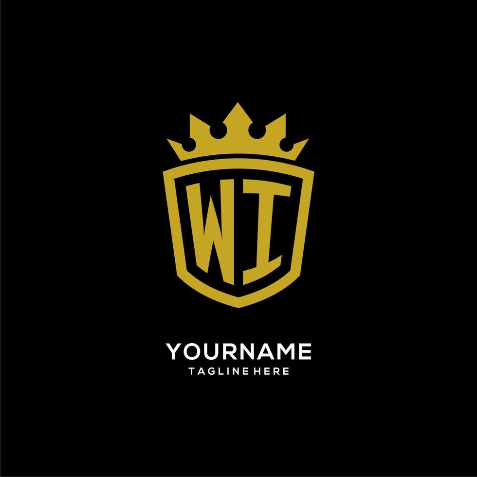 eerste wi-logo schild kroonstijl, luxe elegant monogram logo-ontwerp vector