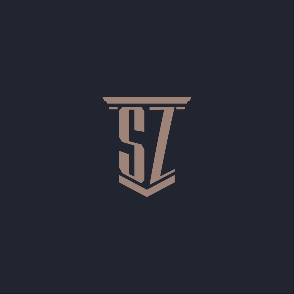 sz initieel monogramlogo met pilaarstijlontwerp vector