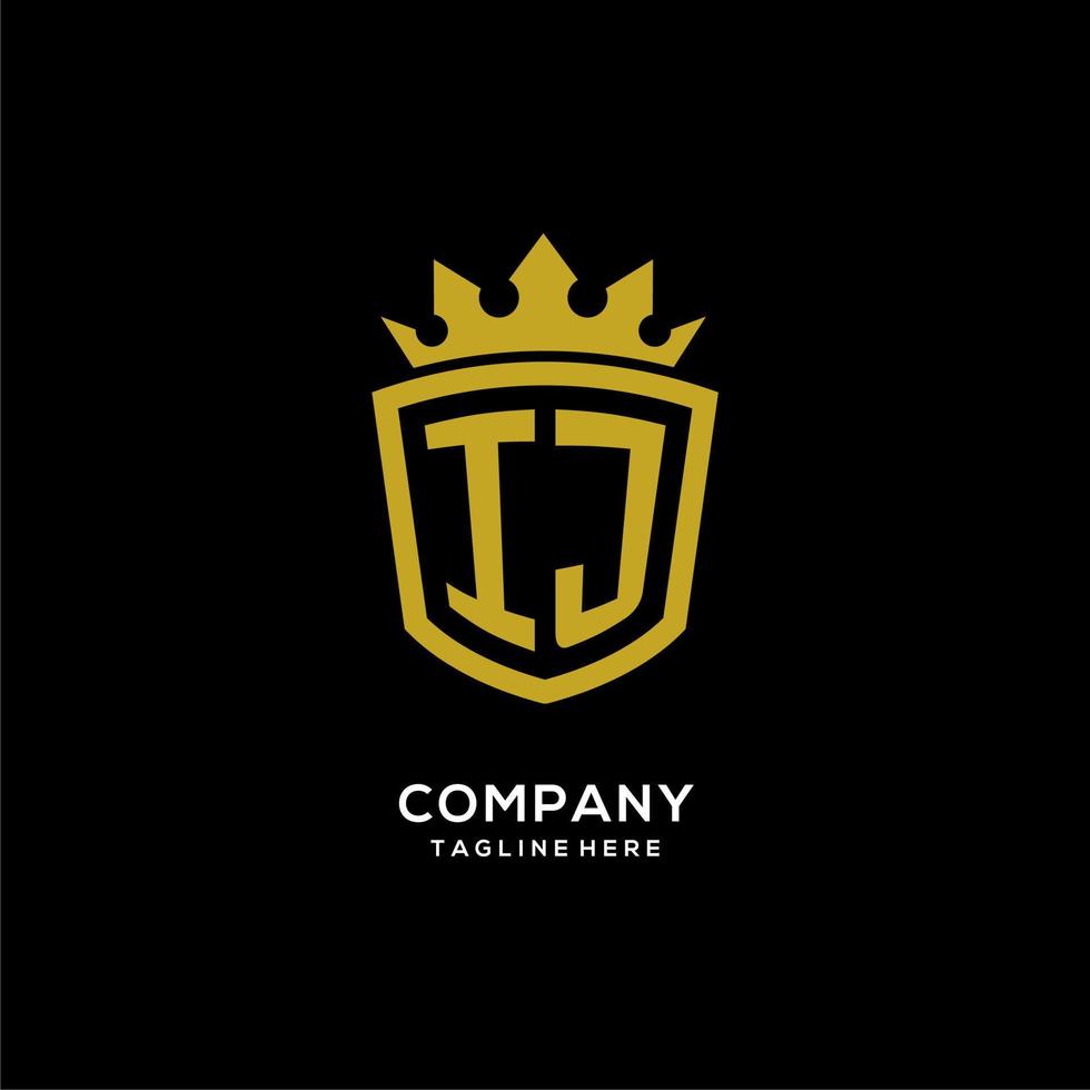 eerste ij-logo schildkroonstijl, luxe elegant monogram-logo-ontwerp vector