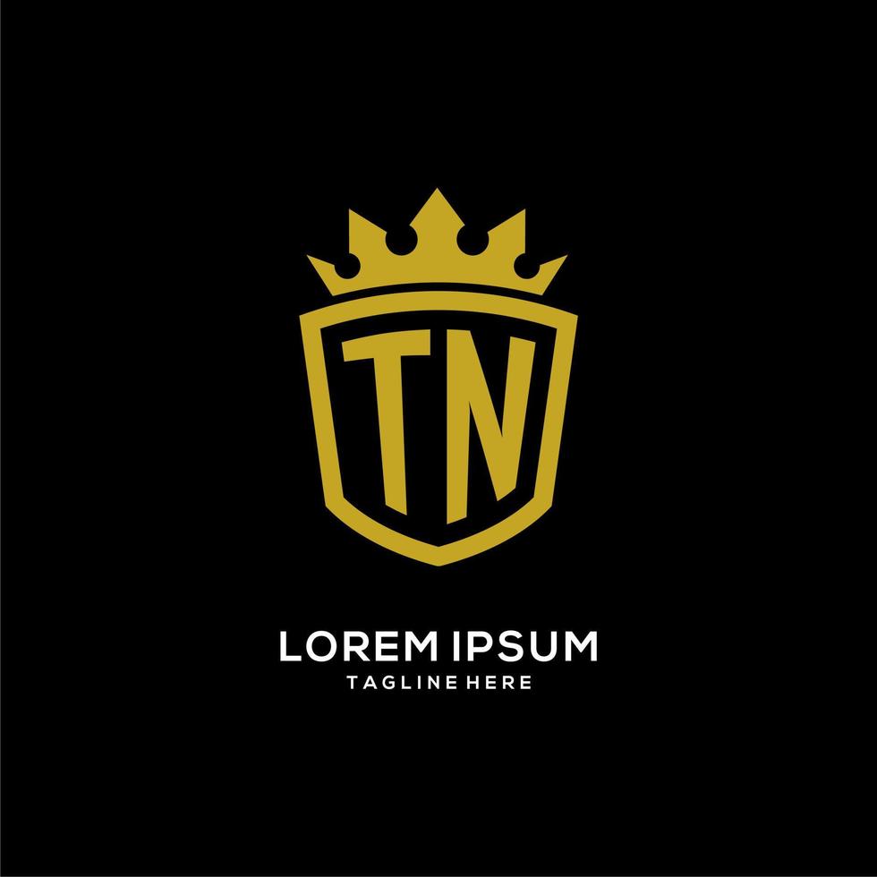 eerste tn-logo schildkroonstijl, luxe elegant monogram logo-ontwerp vector