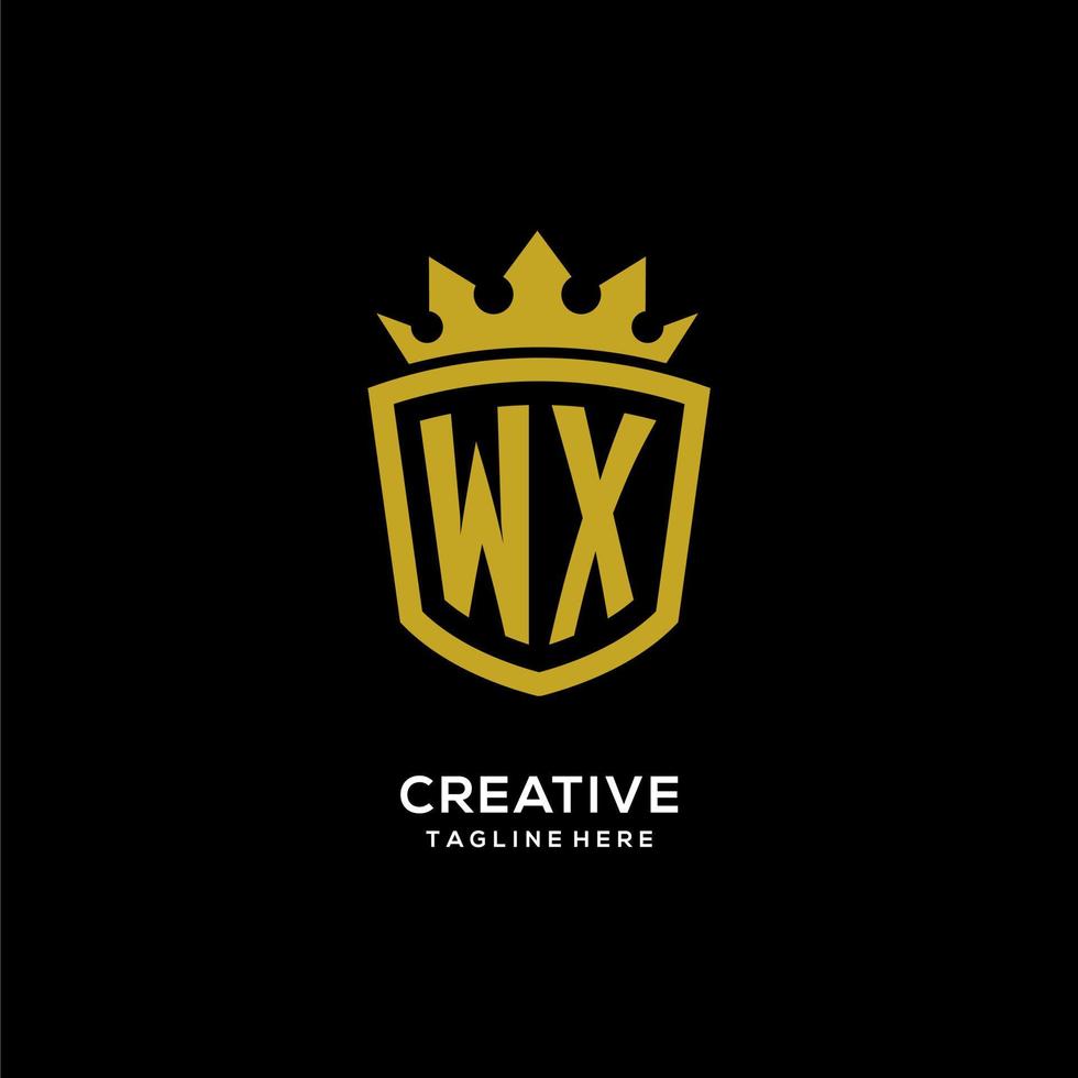 eerste wx logo schild kroon stijl, luxe elegant monogram logo ontwerp vector