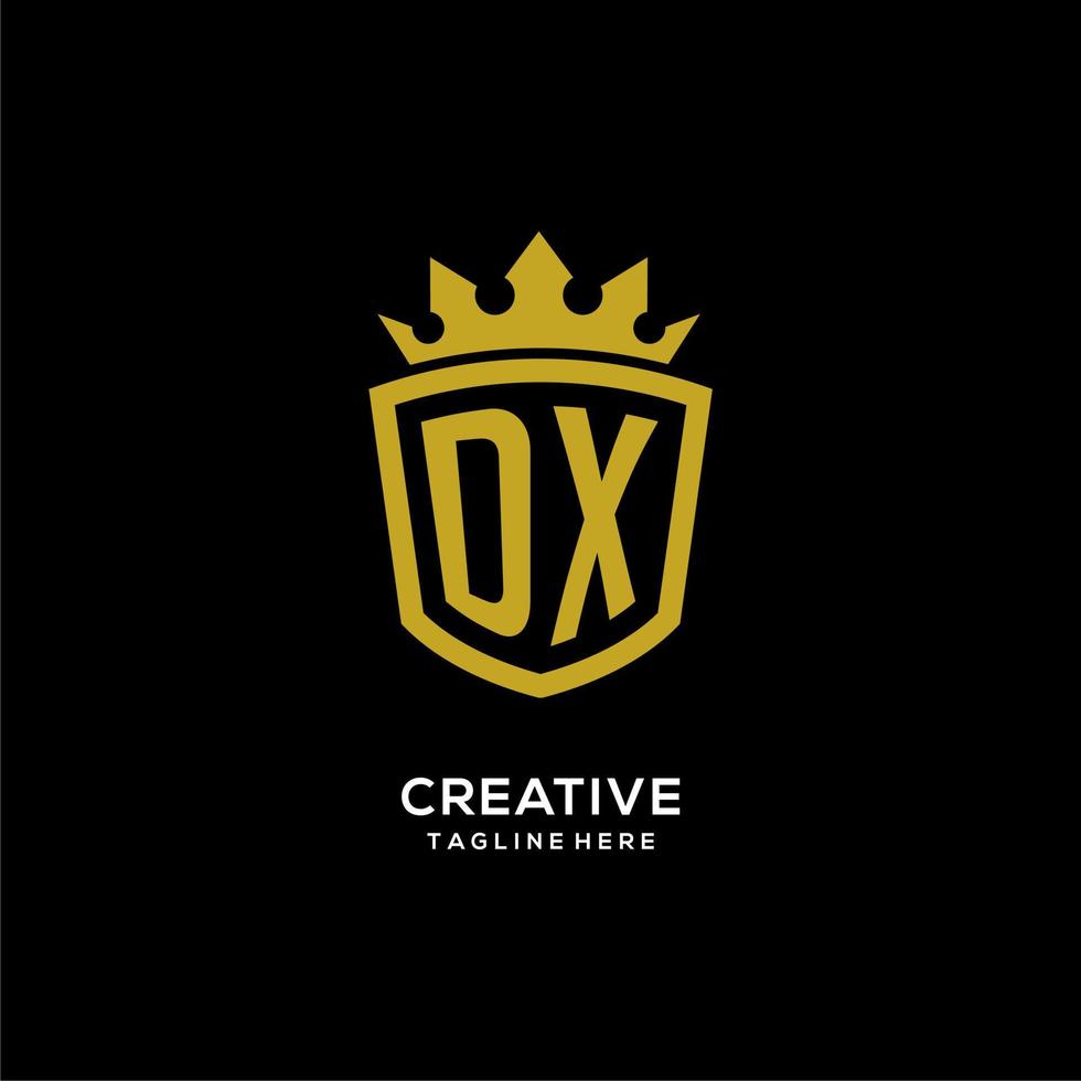 eerste dx-logo schildkroonstijl, luxe elegant monogram logo-ontwerp vector