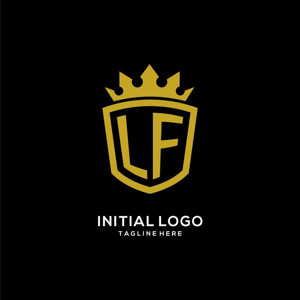 eerste lf logo schild kroon stijl, luxe elegant monogram logo ontwerp vector