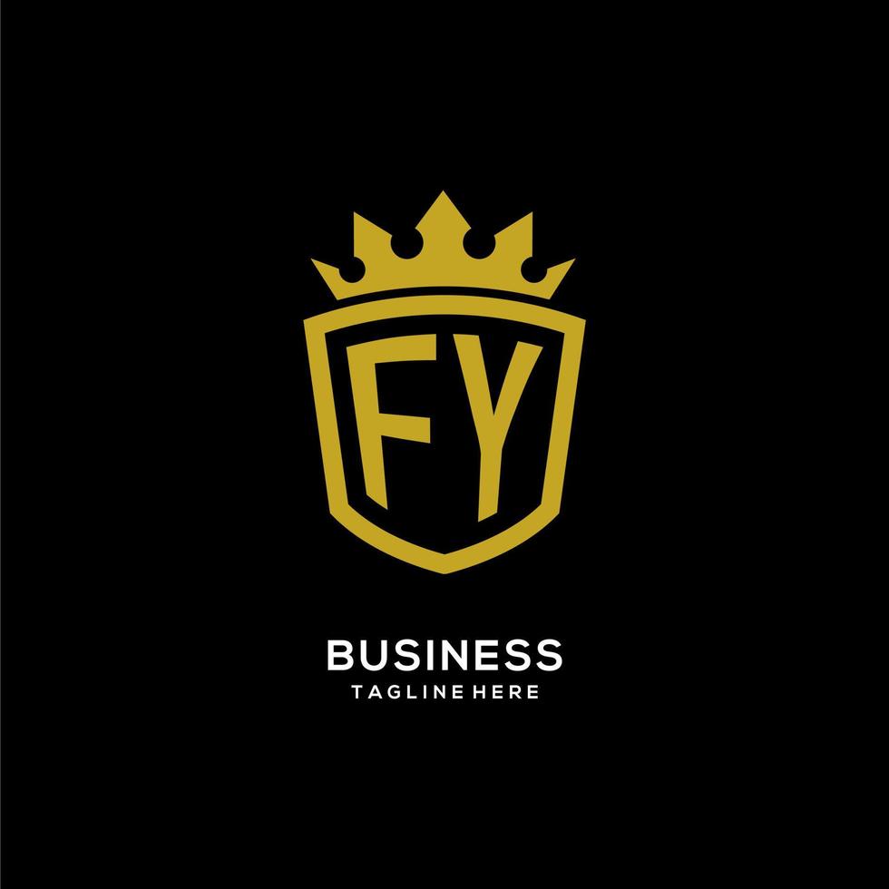 initiële fy logo schild kroon stijl, luxe elegant monogram logo ontwerp vector