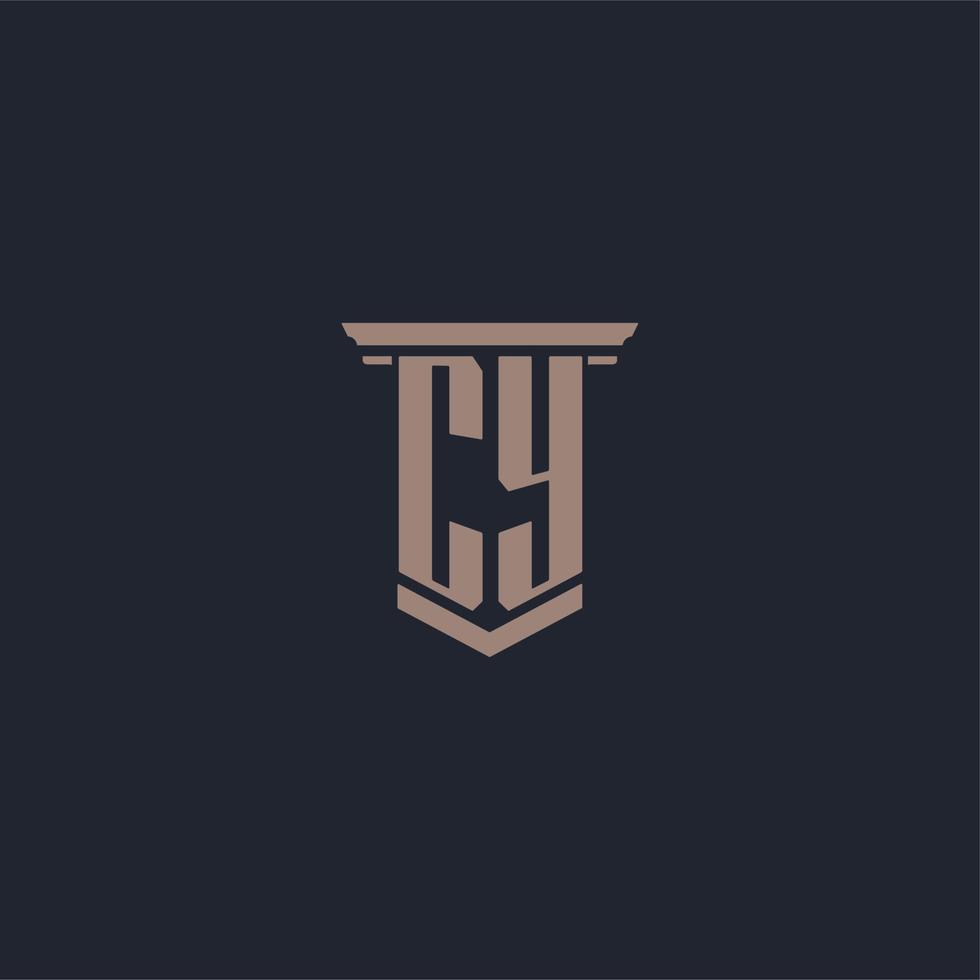 cy eerste monogram-logo met ontwerp in pilaarstijl vector