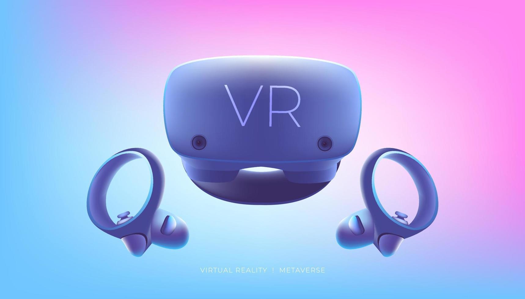 virtual reality-headset en controllers voor gaming. vr helm. metaverse technologie concept. vector
