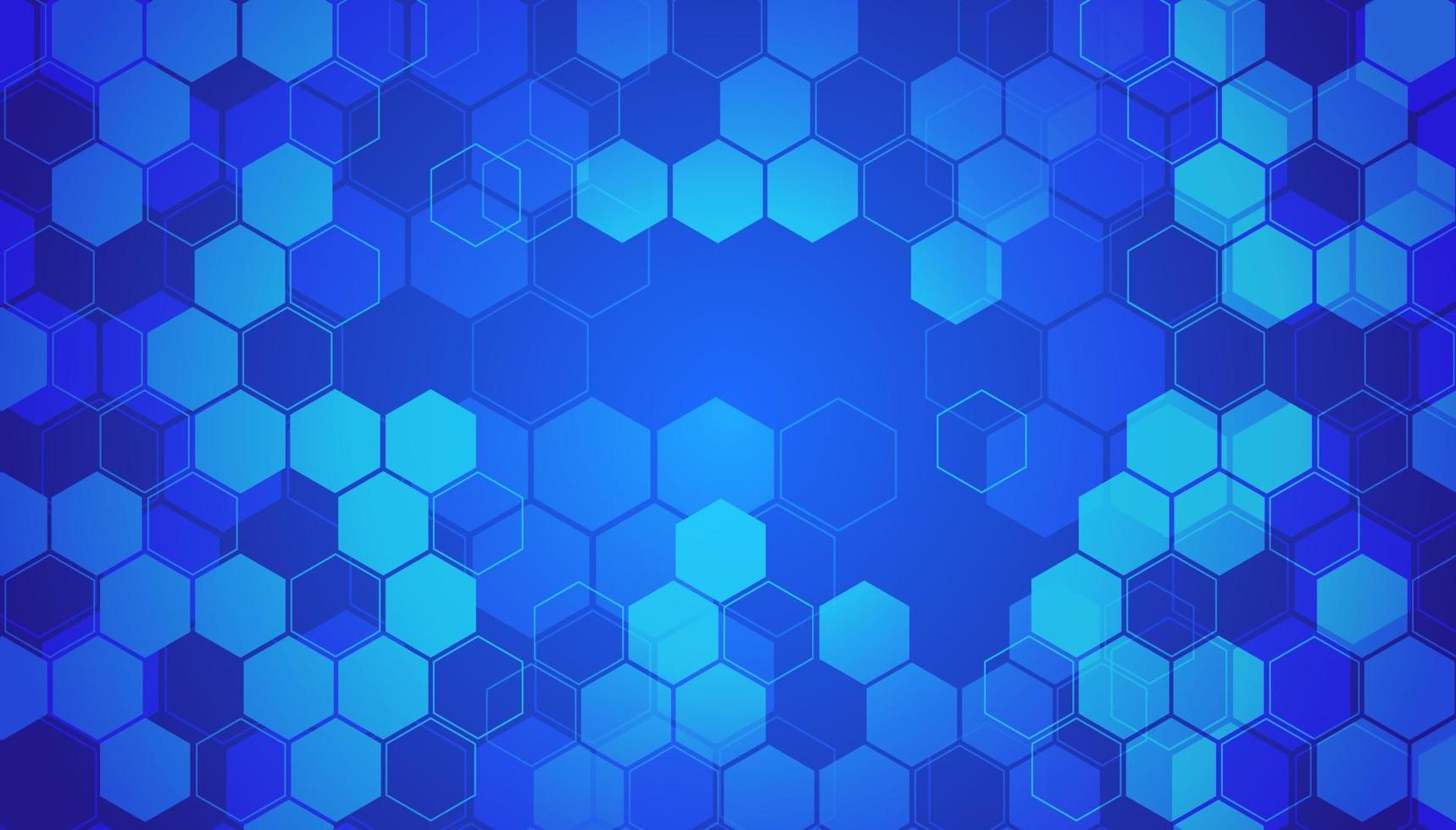 blauwe abstracte technische achtergrond met zeshoeken. vector