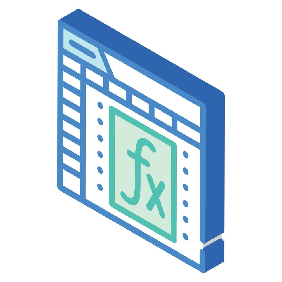 formule en functie elektronisch document isometrisch pictogram vectorillustratie vector