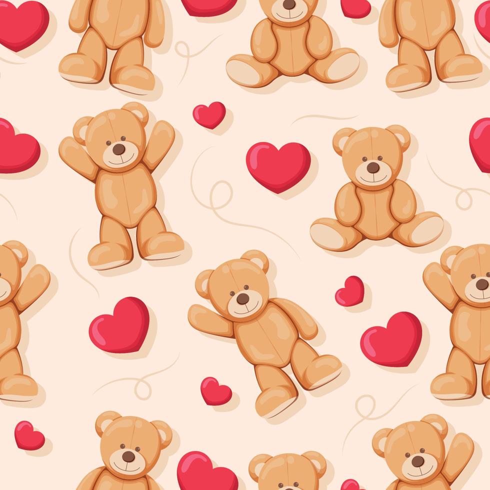 teddybeer met hart naadloos patroon vector