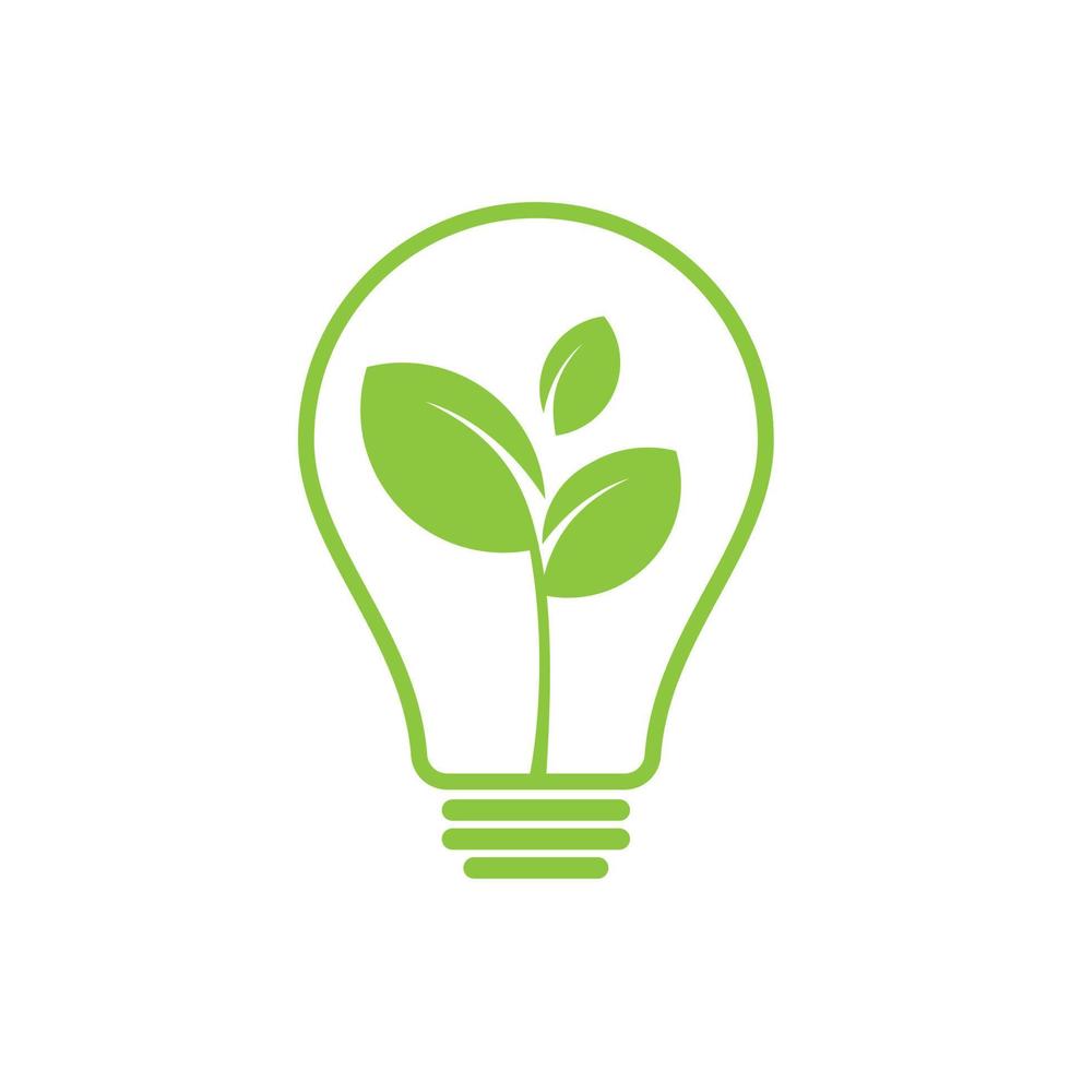 ecologie gloeilamp met bladlogo. energiebesparende lamp symbool, icoon. milieuvriendelijk concept voor bedrijfslogo. eco wereld, groen blad. vector ontwerp