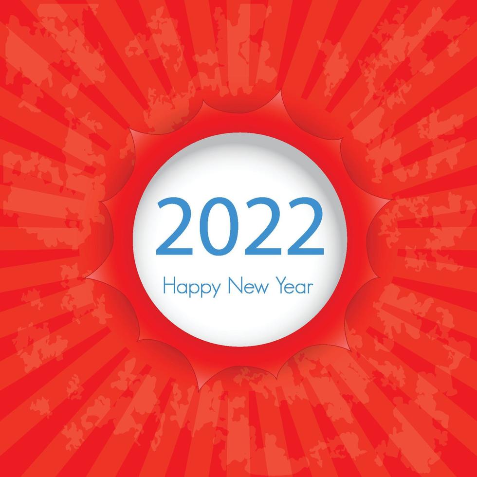 gelukkig nieuwjaar 2022 met witte cirkel voor tekst. de kunst van het snijden van papier. vectorillustratie. vector