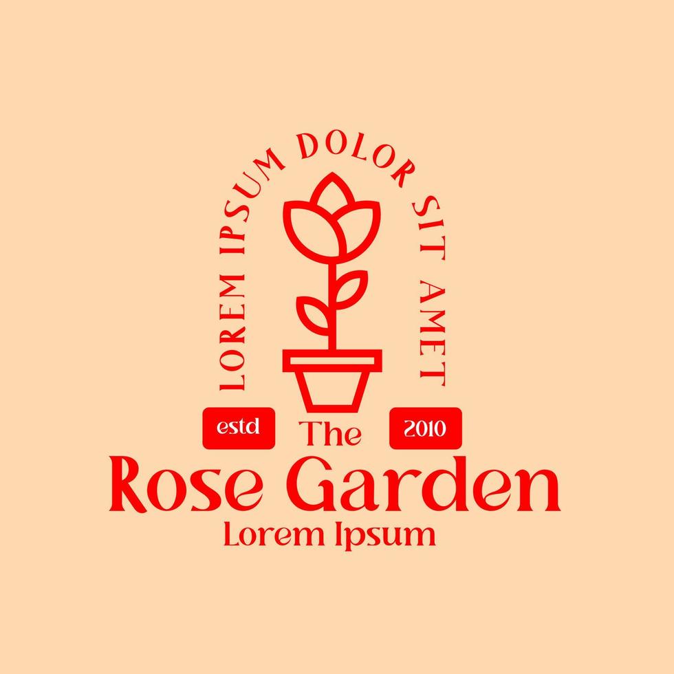 rode roos-logo. geschetst roos-logo. rozentuin logo vector