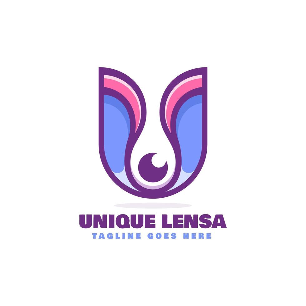 uniek lensa-logo, eenvoudige mascottestijl vector