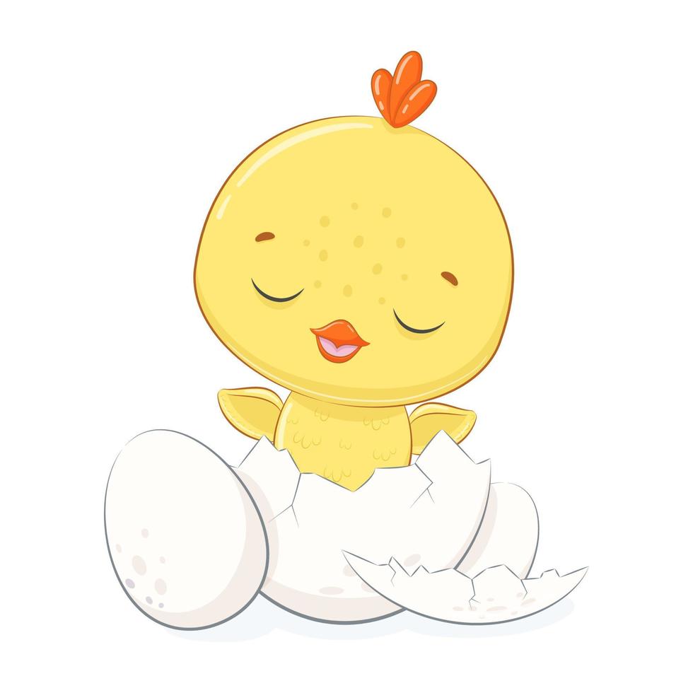 gelukkig Pasen. schattig kuiken met eieren. vectorillustratie -2. vector