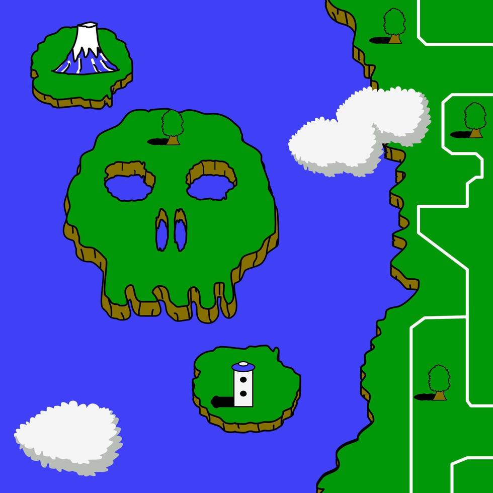 eiland van bovenaanzicht retro videogame-achtergrond vector