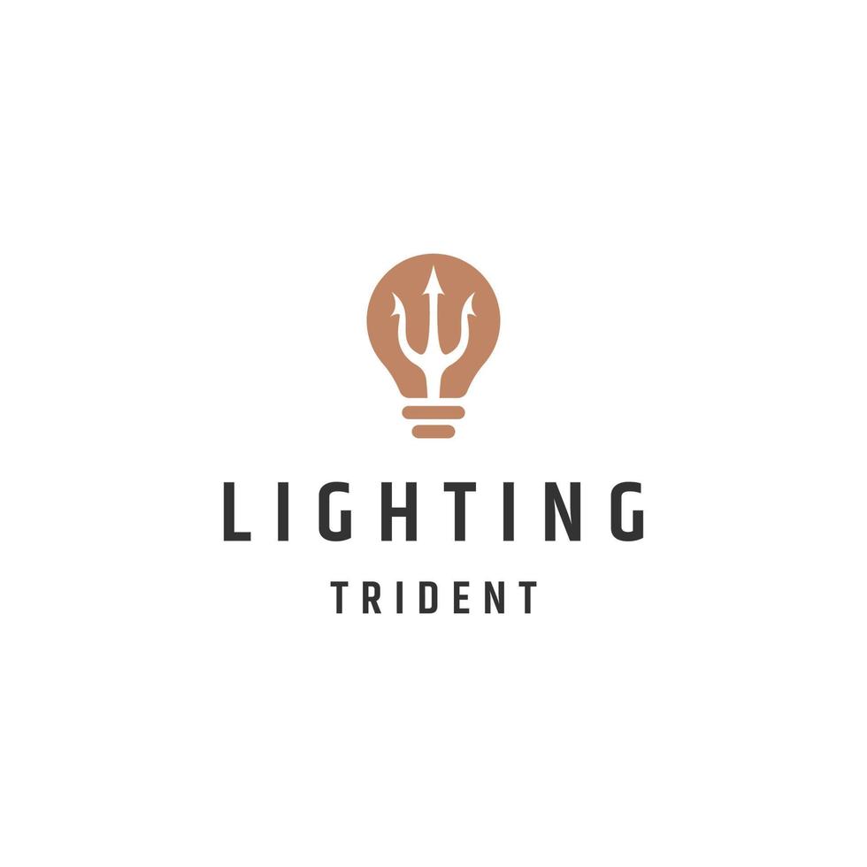 verlichting lamp en drietand logo pictogram ontwerpsjabloon vector