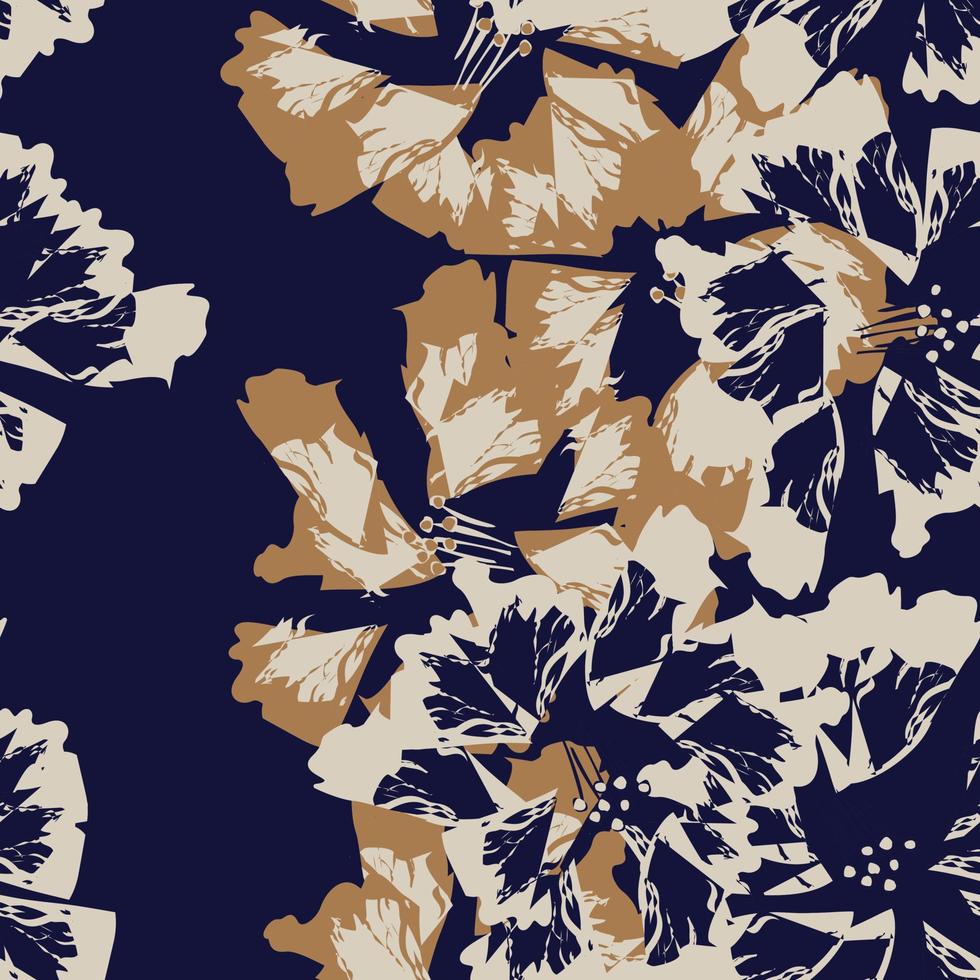 bruine bloemen penseelstreken naadloos patroonontwerp voor modetextiel, afbeeldingen, achtergronden en ambachten vector