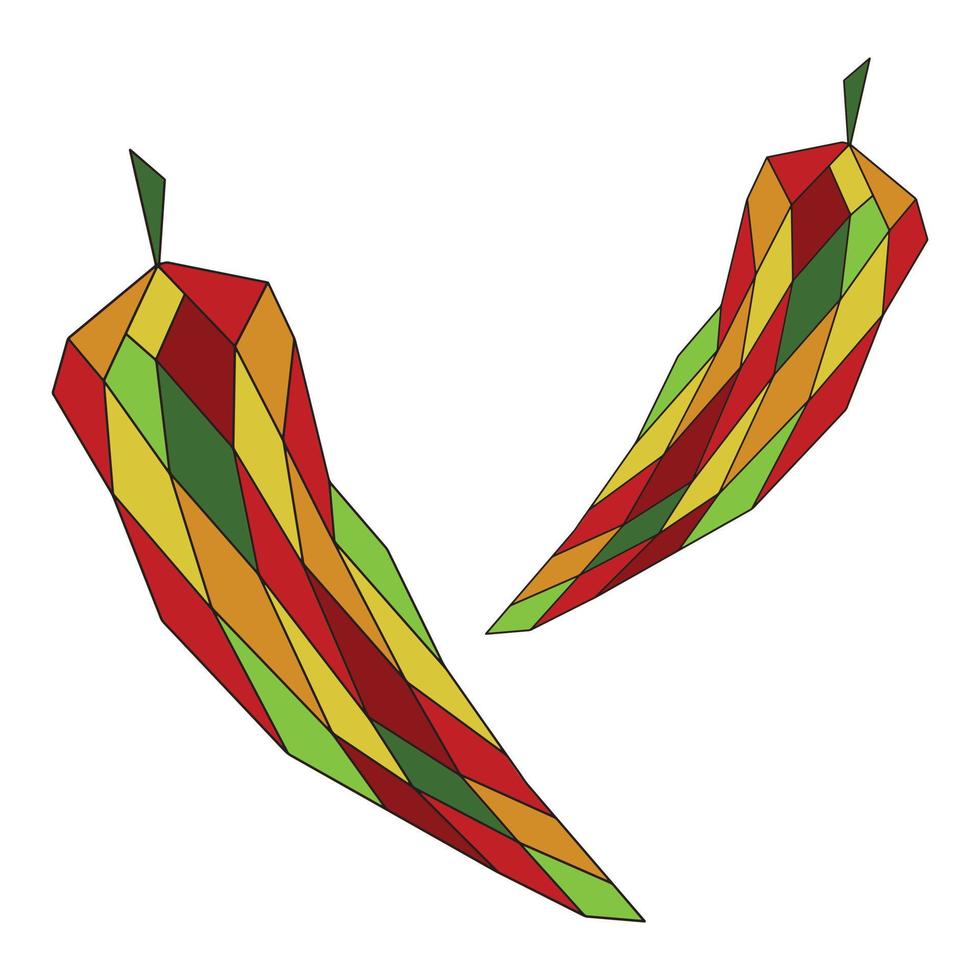 abstracte heldere hete peper gemaakt van kleurrijke diamanten. vectorillustratie op een witte achtergrond. vector