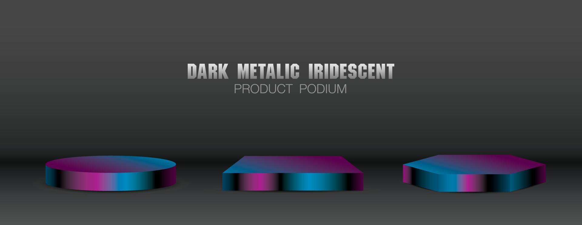 koele donkere metallic iriserende kleurverloop product display fase 3d illustratie vector collectie