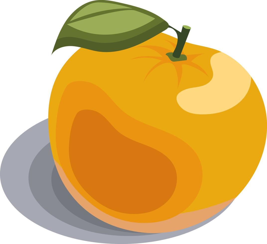 rijp vers oranje fruit illustratie ontwerp met groen blad geïsoleerd op een witte background vector