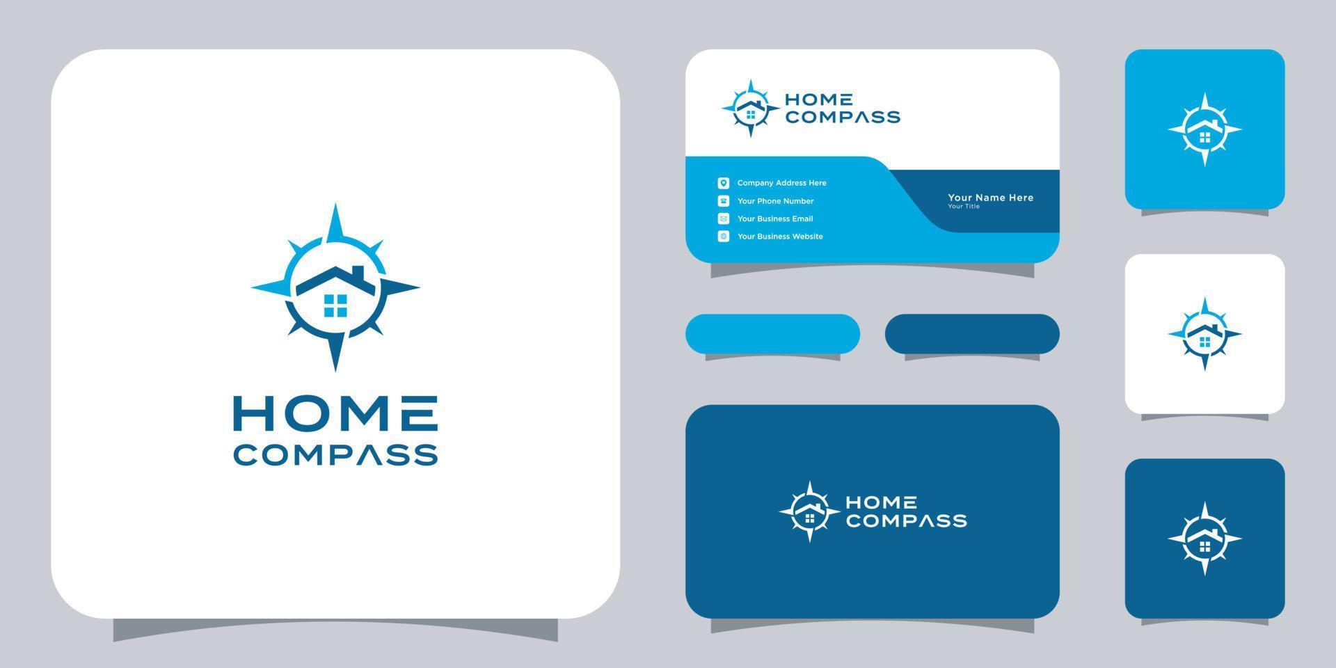 kompas en zee logo vector ontwerp