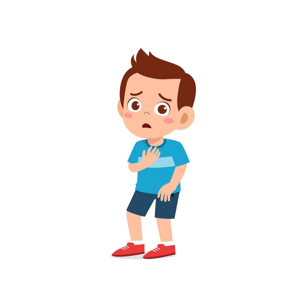 schattige kleine jongen toont zorgen en bange pose-uitdrukking vector