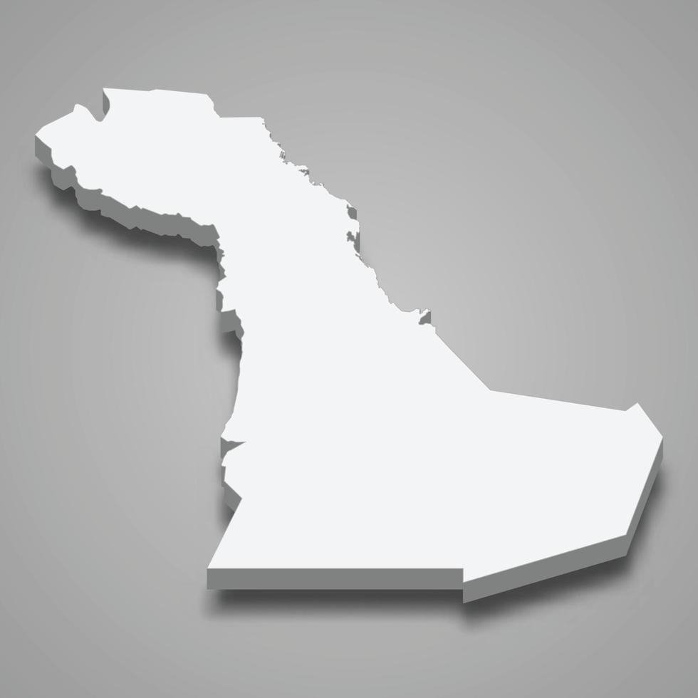 3d isometrische kaart van de oostelijke provincie is een regio van saoedi-arabië vector