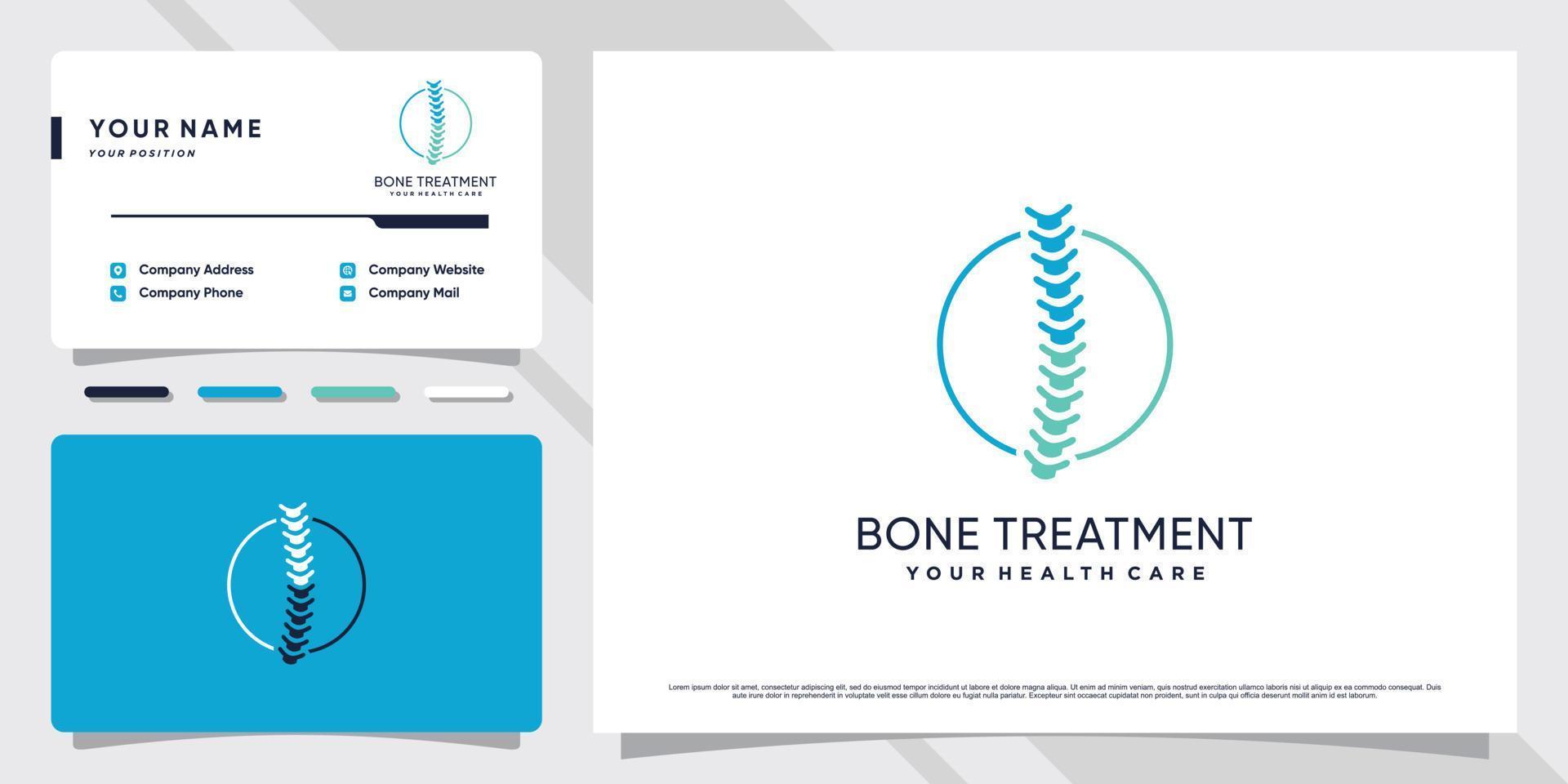 botkliniek logo-ontwerp voor wervelkolommassage teraphy met creatief element premium vector