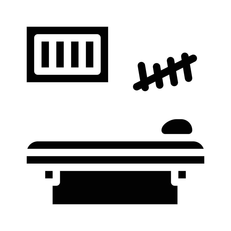 gevangeniscel met bed glyph pictogram vectorillustratie vector