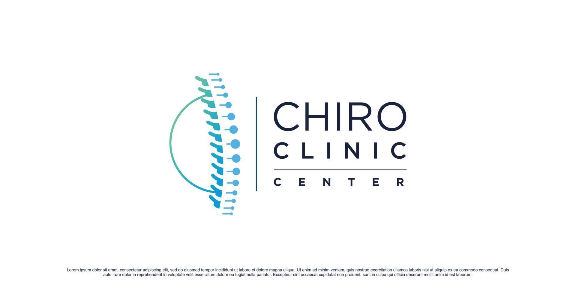 chiropractische kliniek logo-ontwerp voor massage teraphy met creatieve element premium vector