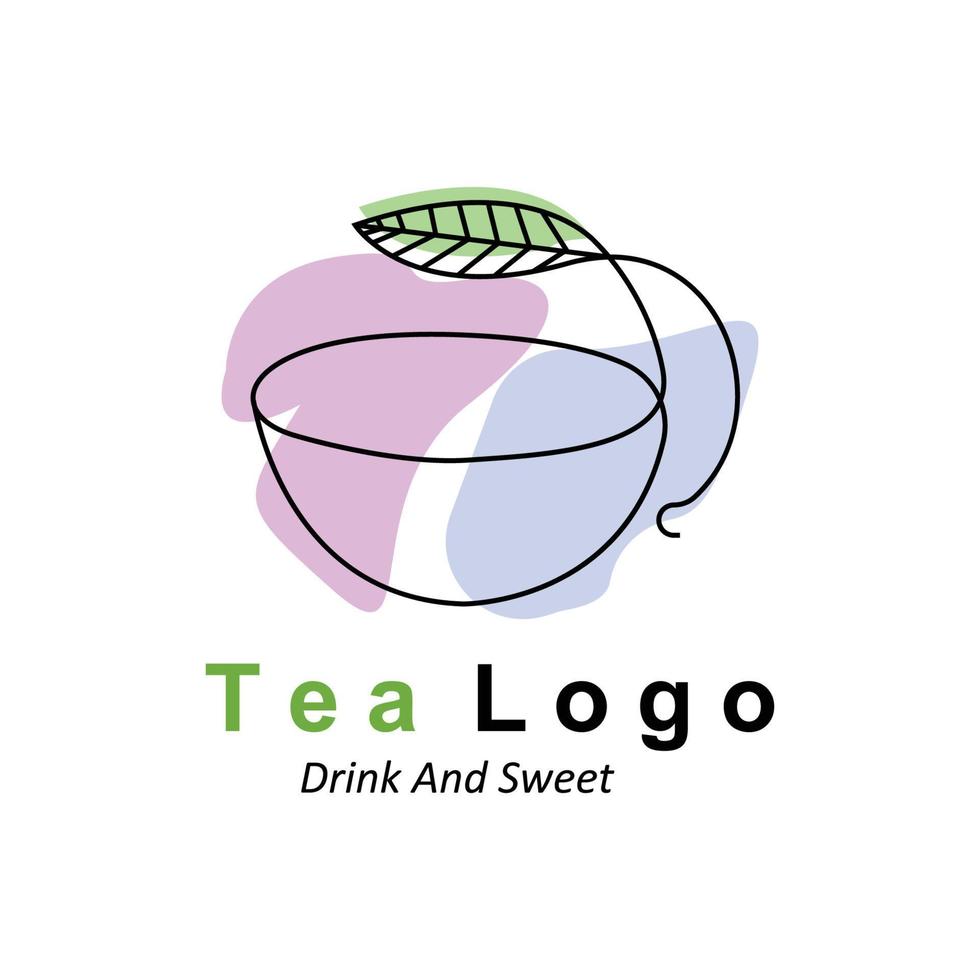thee logo-ontwerp, vector drankje icoon van groene bladeren, voor gezondheid
