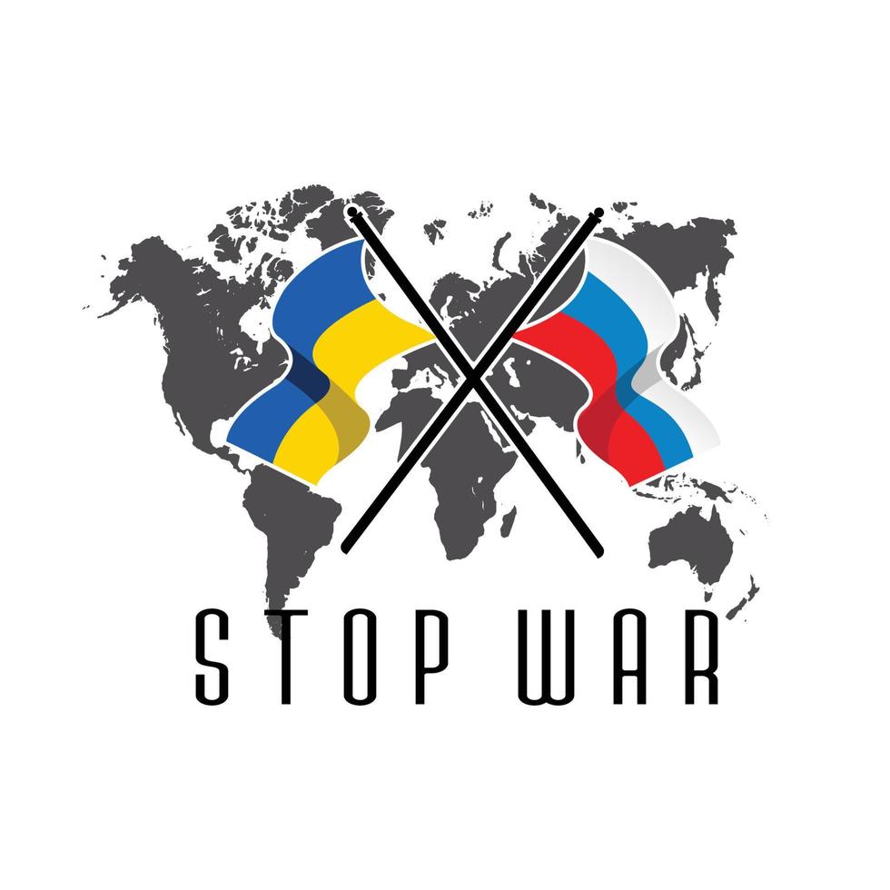Rusland en Oekraïne conflict wereldoorlog logo ontwerp, vectorillustratie stop oorlog en maak vrede vector