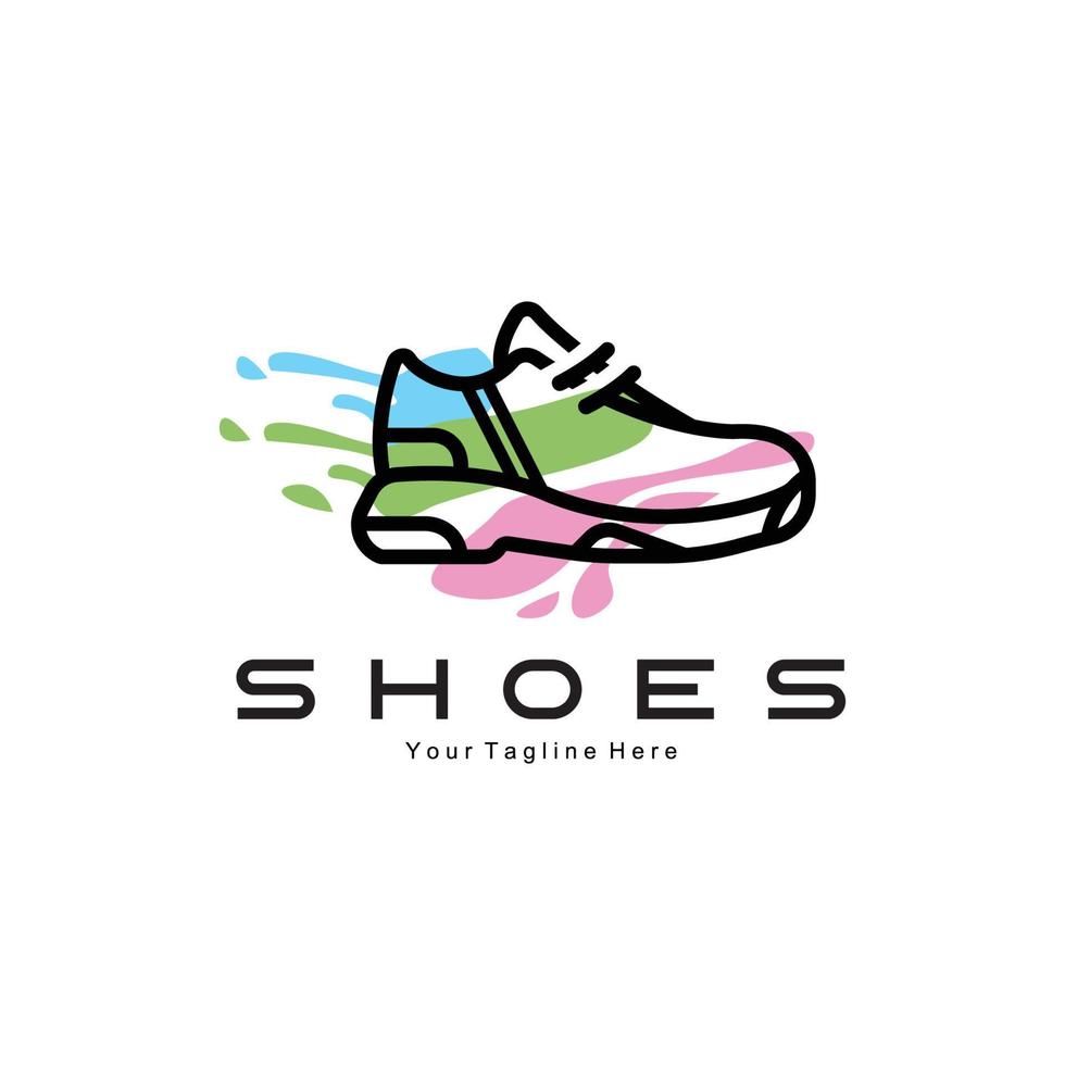 sneakers schoen logo-ontwerp, vectorillustratie van trending jeugdschoeisel, eenvoudig funky concept vector