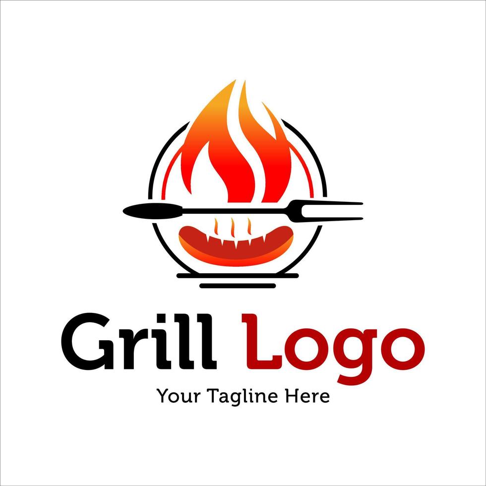 hete grill logo vector ontwerpsjabloon