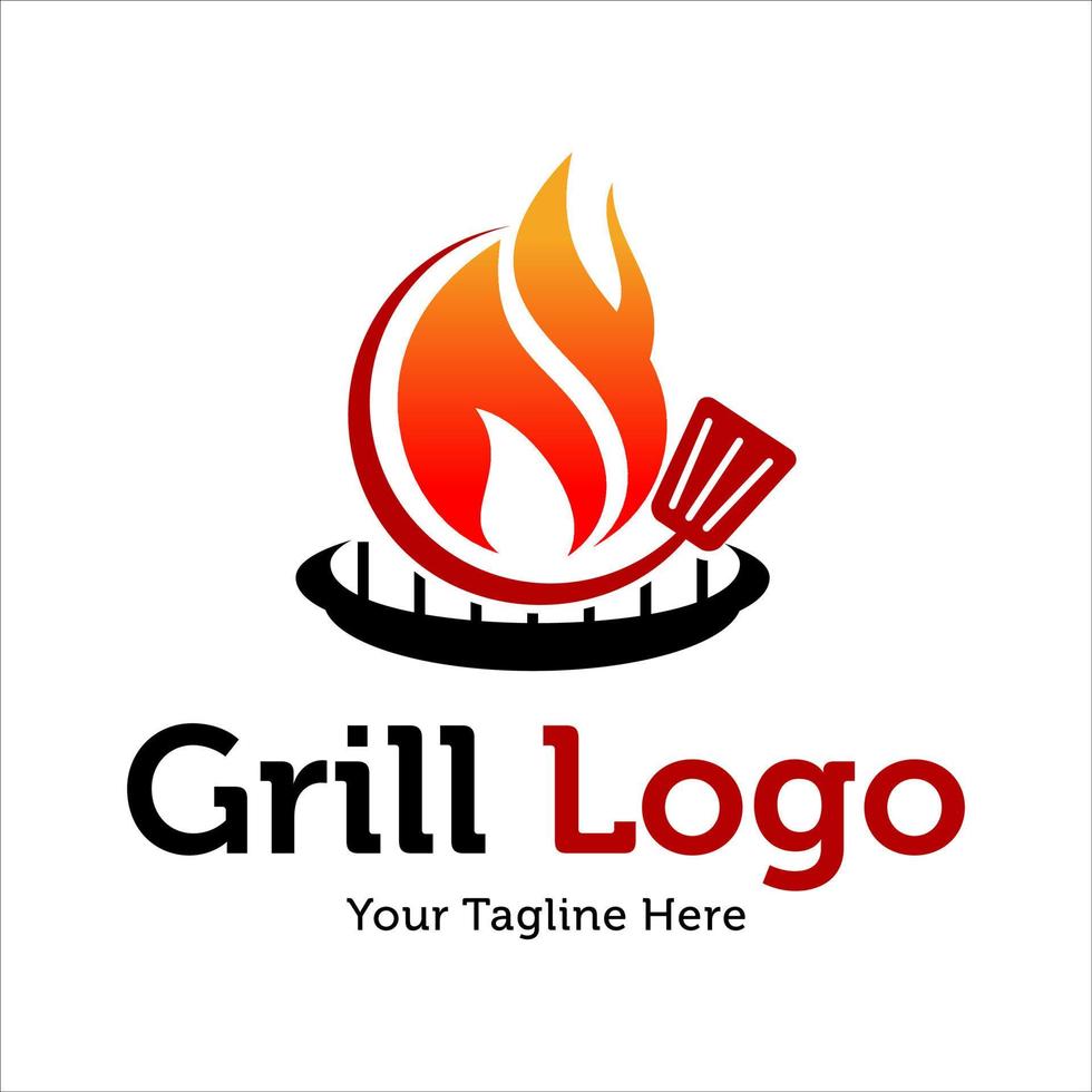 hete grill logo vector ontwerpsjabloon