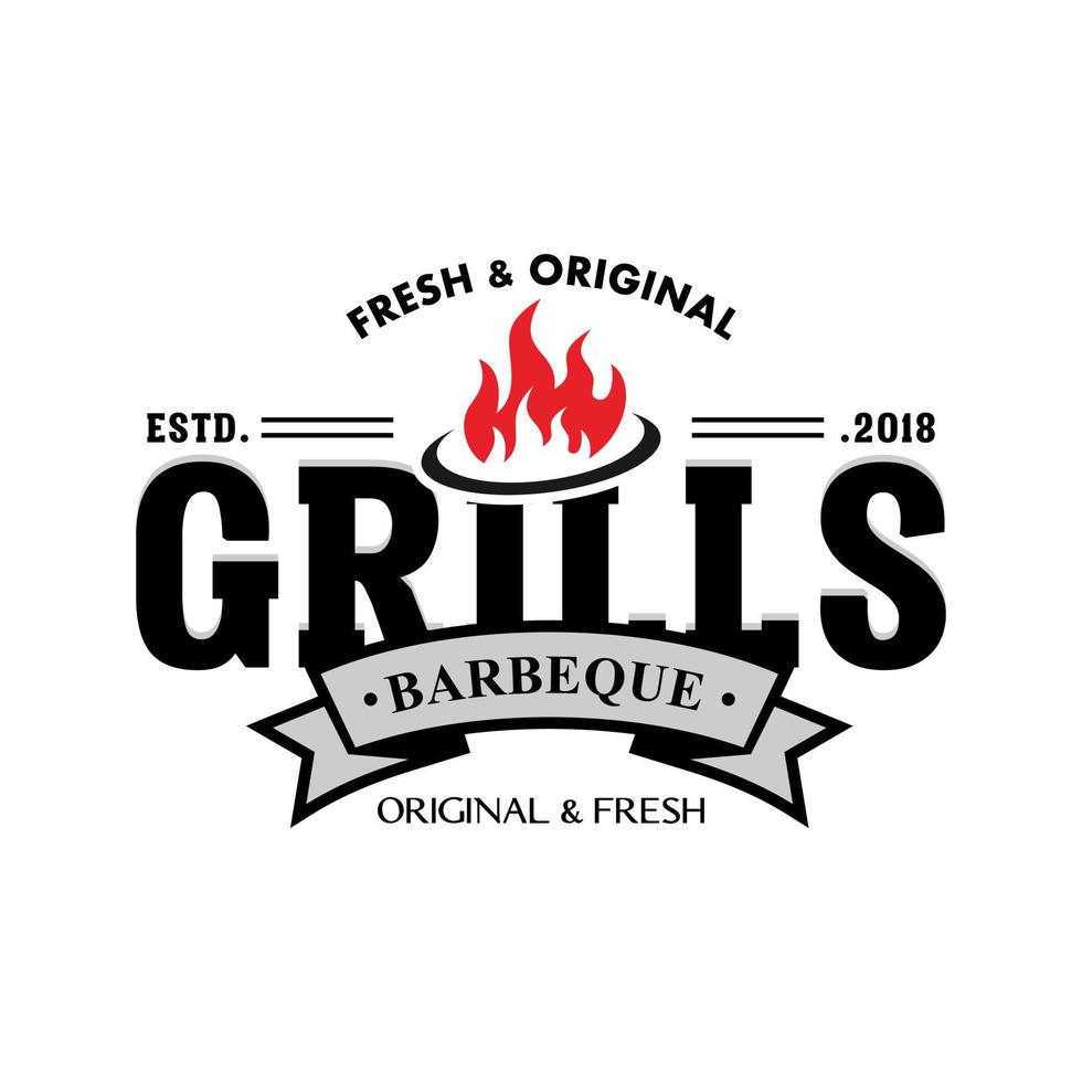 hete grill logo sjabloon vectorillustratie vector