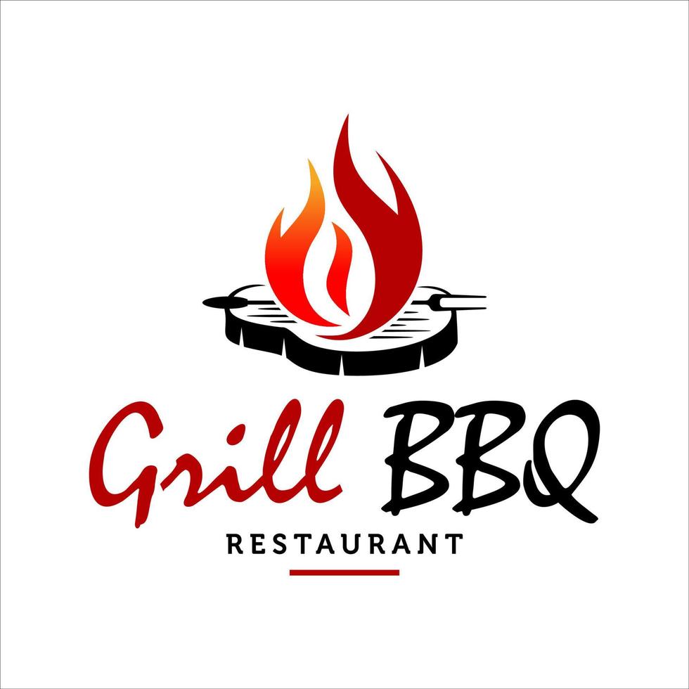 hete grill logo vector ontwerpsjabloon