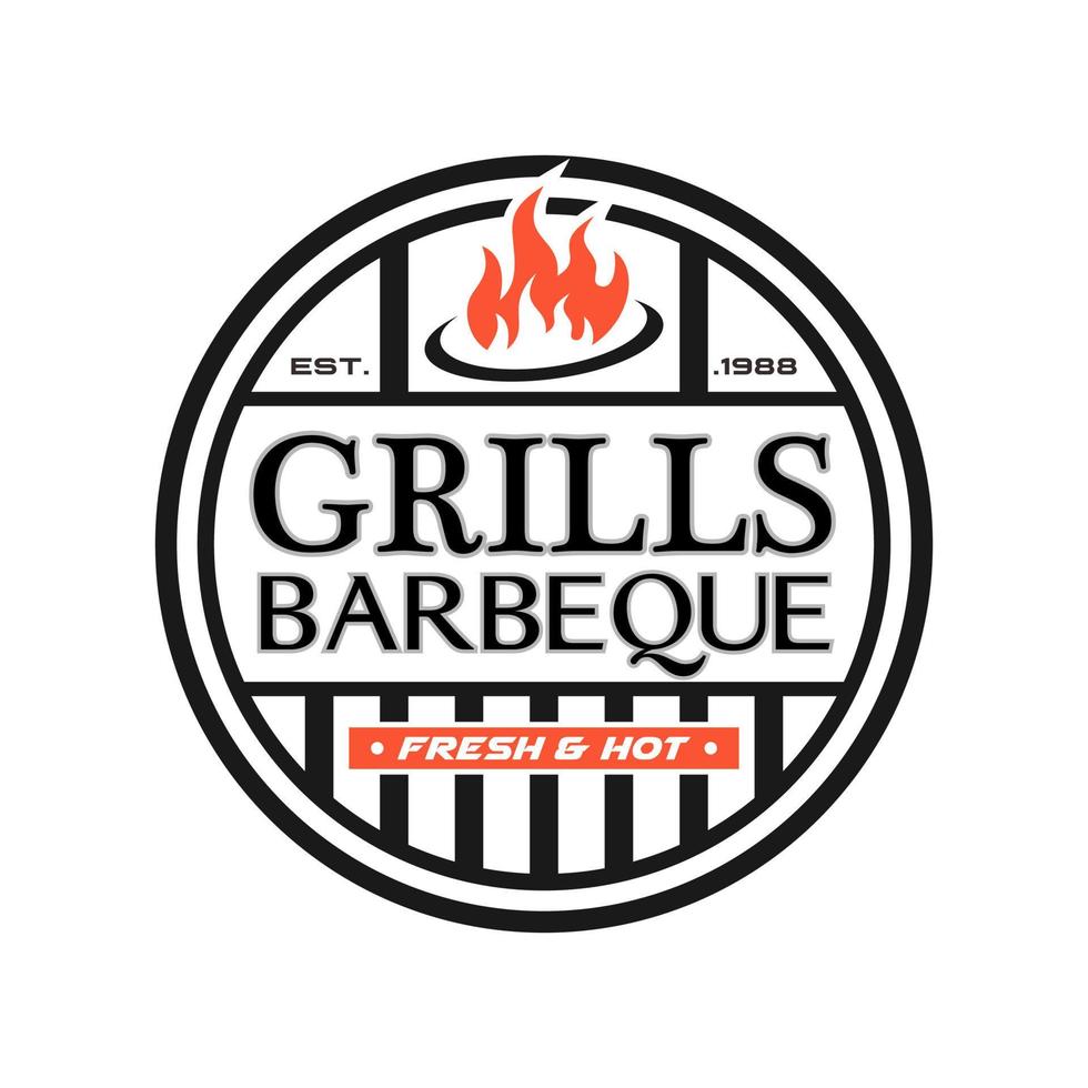 hete grill logo sjabloon vectorillustratie vector