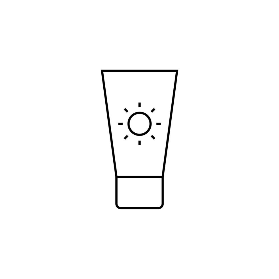 sunblock, zonnebrandcrème, lotion, zomer dunne lijn pictogram vector illustratie logo sjabloon. geschikt voor vele doeleinden.