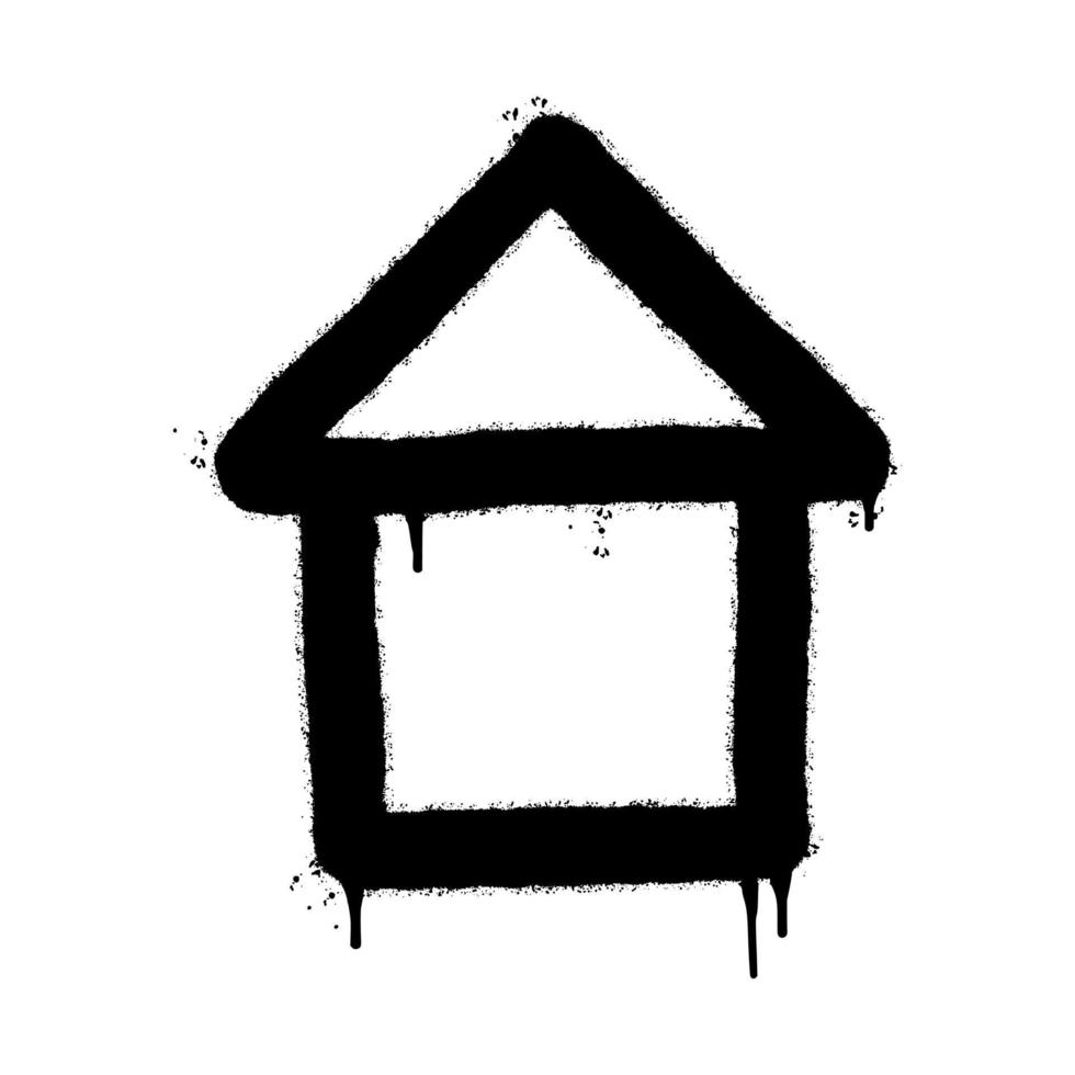 graffiti pictogram huis gespoten geïsoleerd op een witte achtergrond. vectorillustratie. vector
