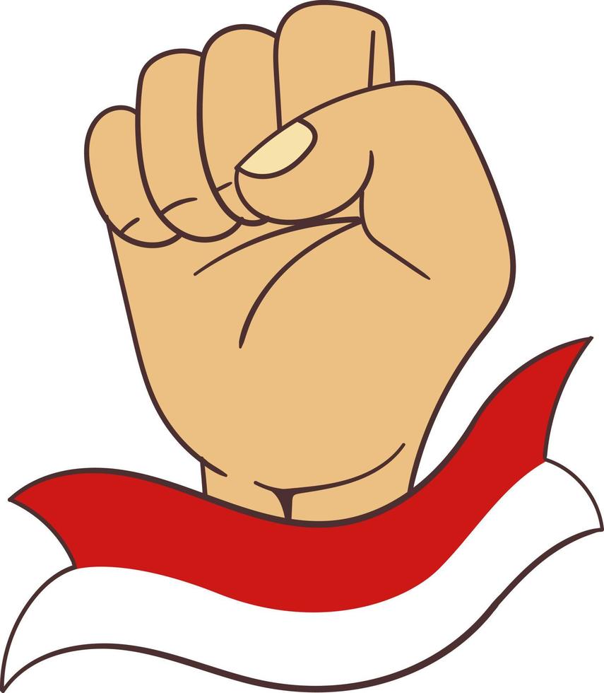 Indonesische vlag met hand pose vector