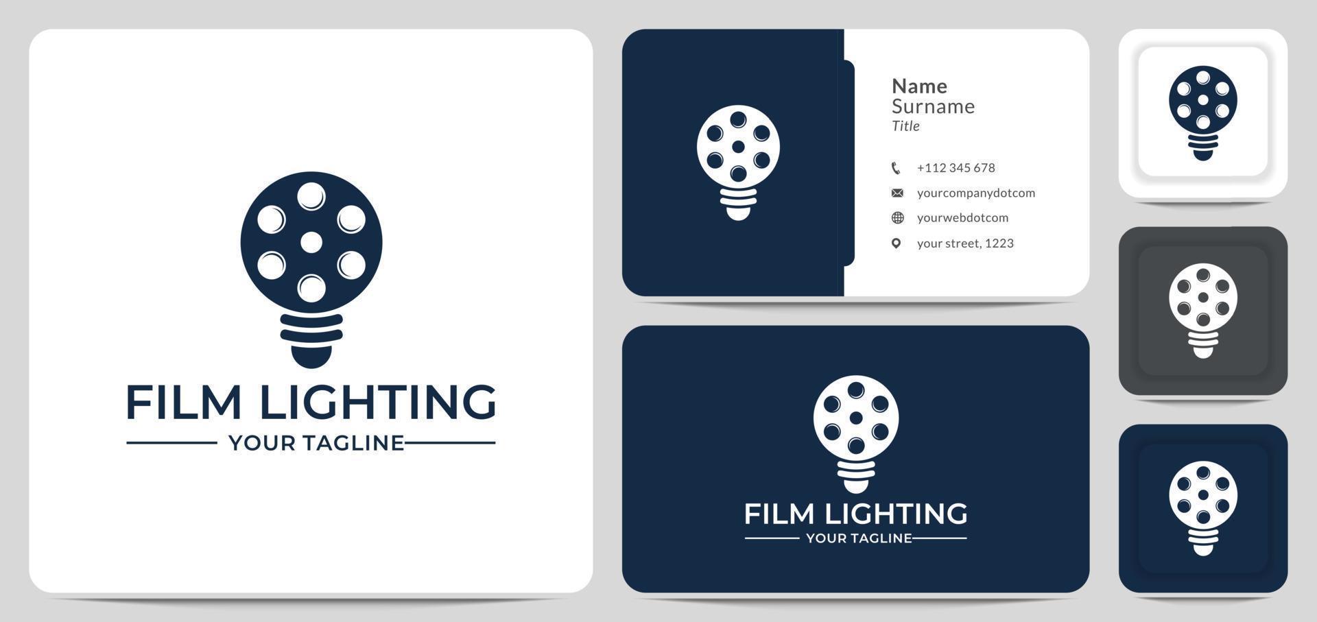 gloeilamp film logo ontwerp vector voor regisseur, filmproducent.