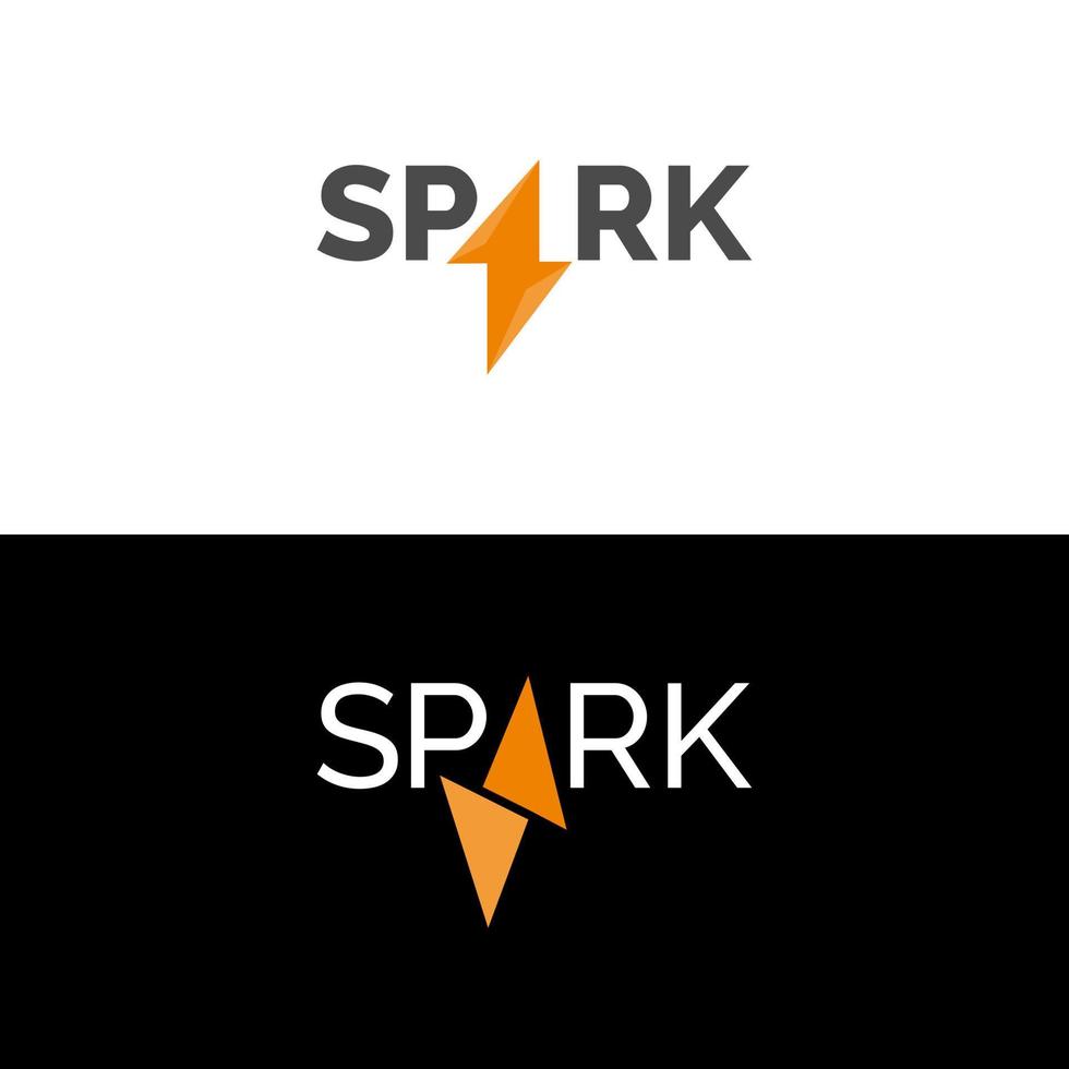 Spark brief logo ontwerp illustratie met zwarte en witte achtergrond. vector sjabloon