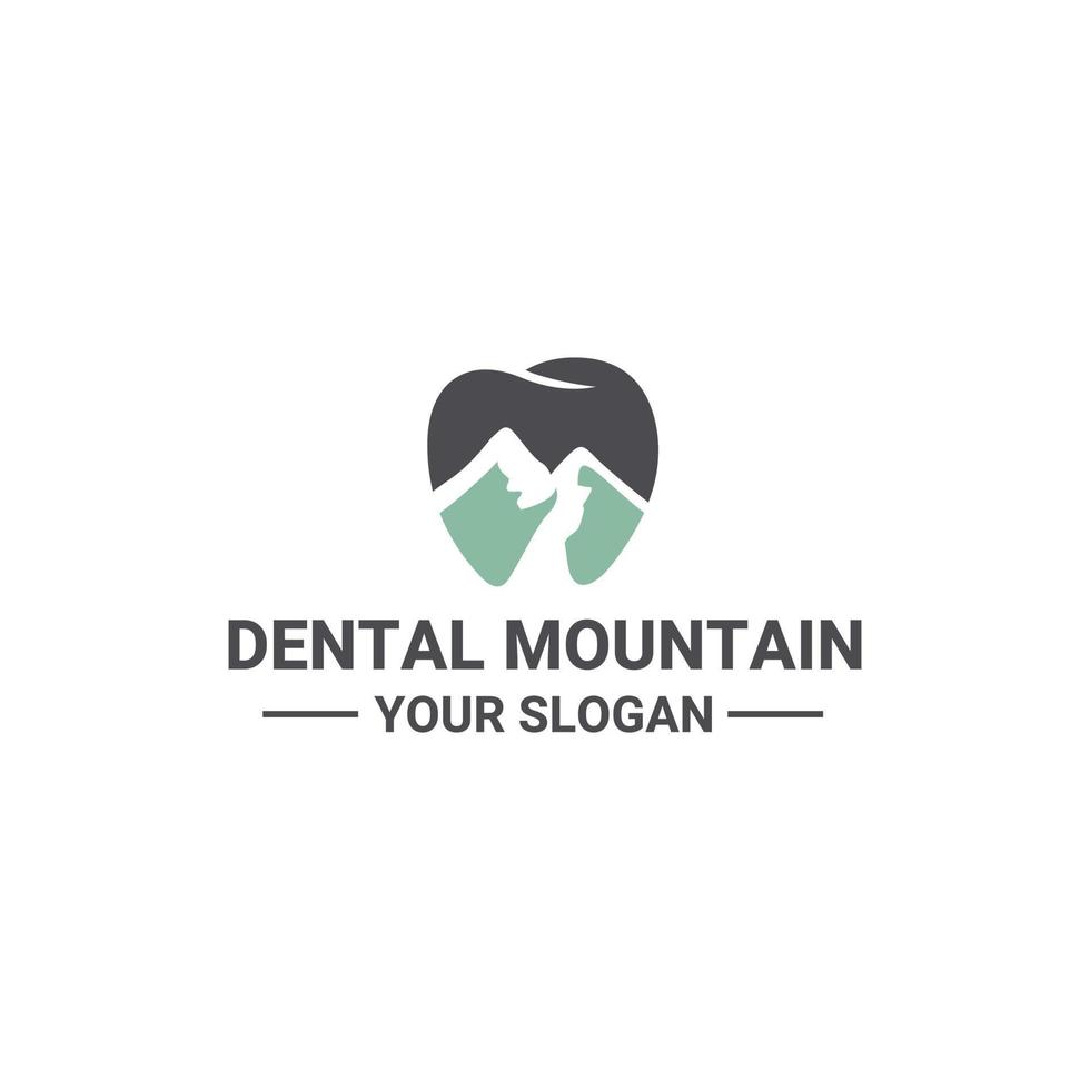 tandheelkundige kliniek met bergbord logo ontwerp vector