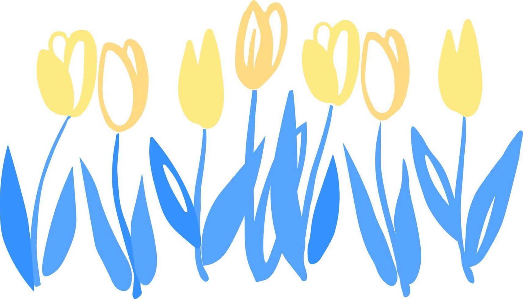 gele tulpen met blauwe bladeren, kleuren van de Oekraïense vlag vectorillustratie vector