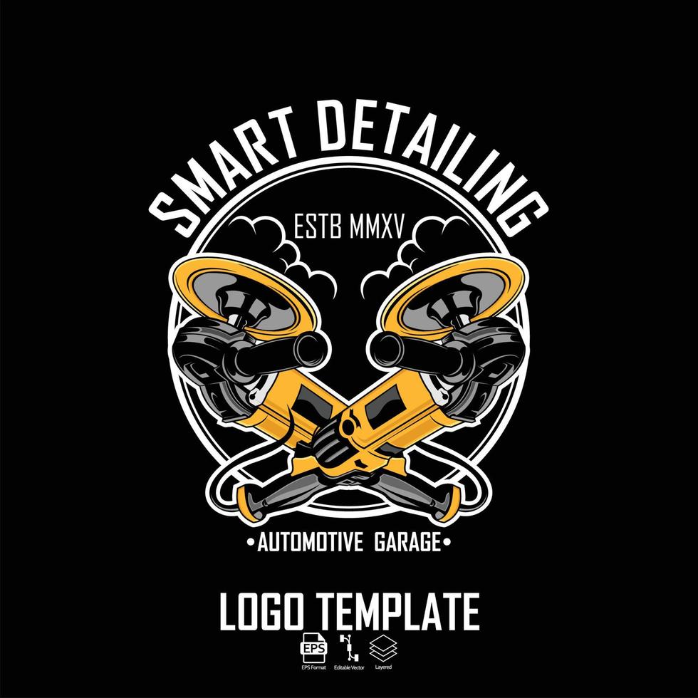 auto detaillering polijstmachine logo sjabloon, met een zwarte background.eps vector