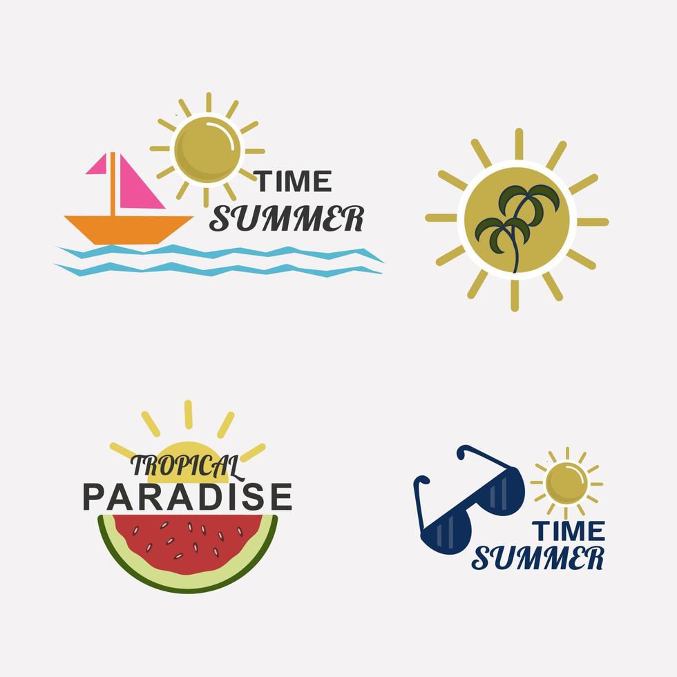 strandstickers. zomervakantie doodle labels, zomer logo's en pictogrammen. vector