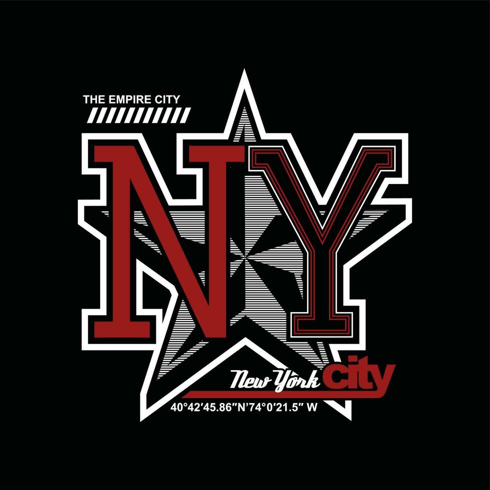 ny new york, element van mannenmode en moderne stad in typografie grafisch design.vector illustration.tshirt, kleding, kleding en ander gebruik vector