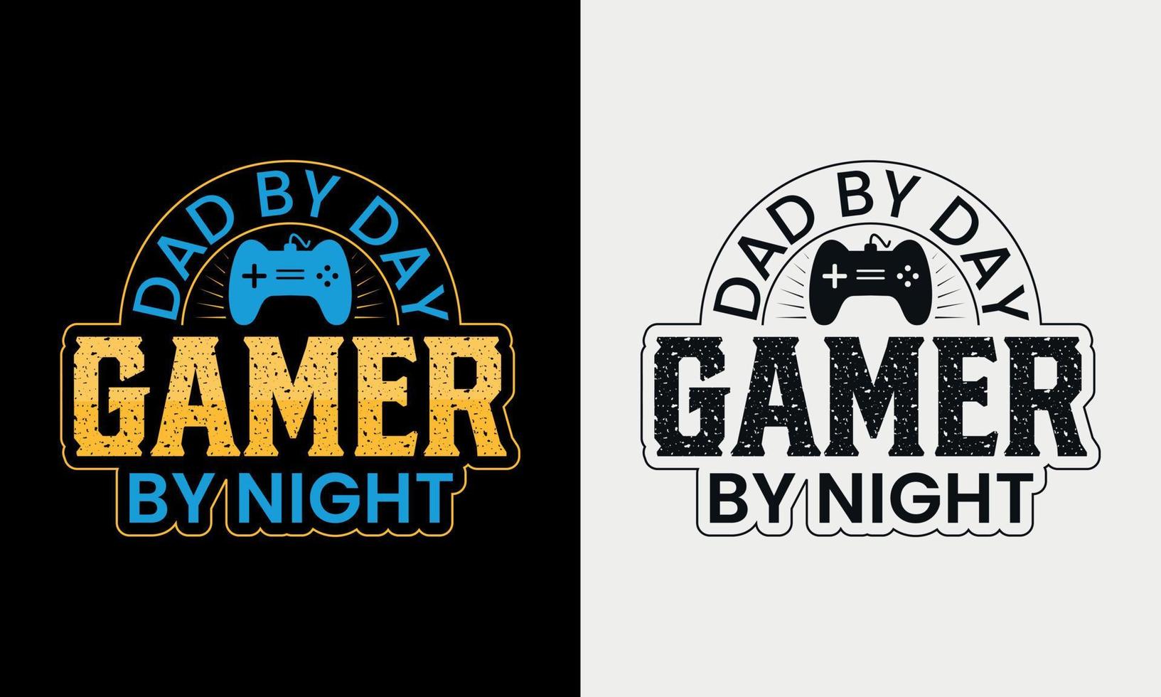 papa overdag gamer bij nacht vectorillustratie, handgetekende letters met vaderdagcitaten, vaders ontwerpen voor t-shirt, poster, print, mok en voor kaart vector