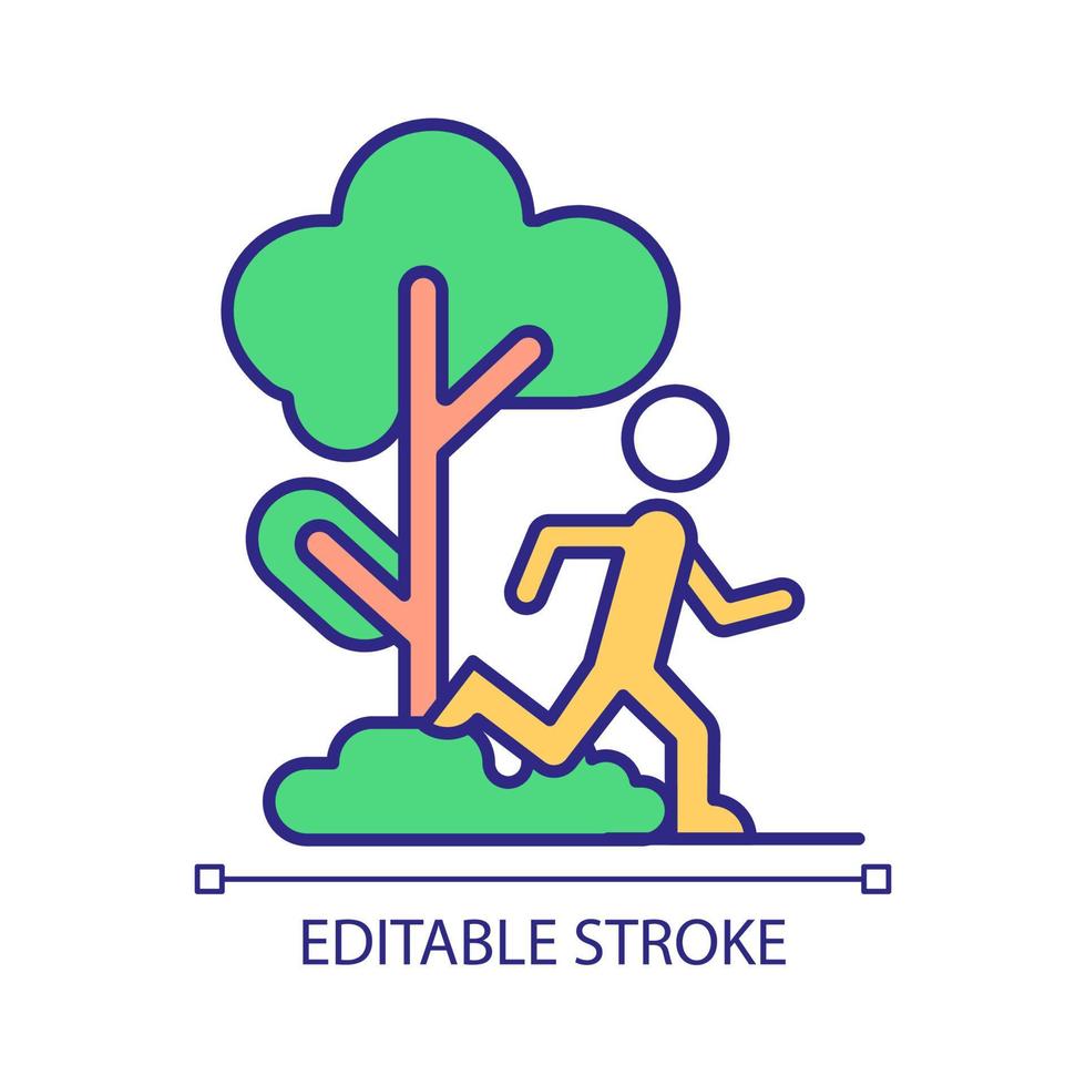 stedelijke zones voor sport en recreatie RGB-kleurenpictogram. stadspark voor joggers. actieve levensstijl en gezondheidszorg. geïsoleerde vectorillustratie. eenvoudige gevulde lijntekening. bewerkbare streek. vector